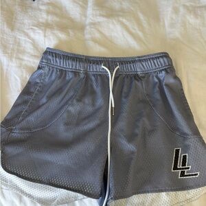 Gray Athletic Mesh Men's Shorts with Contrast Hem